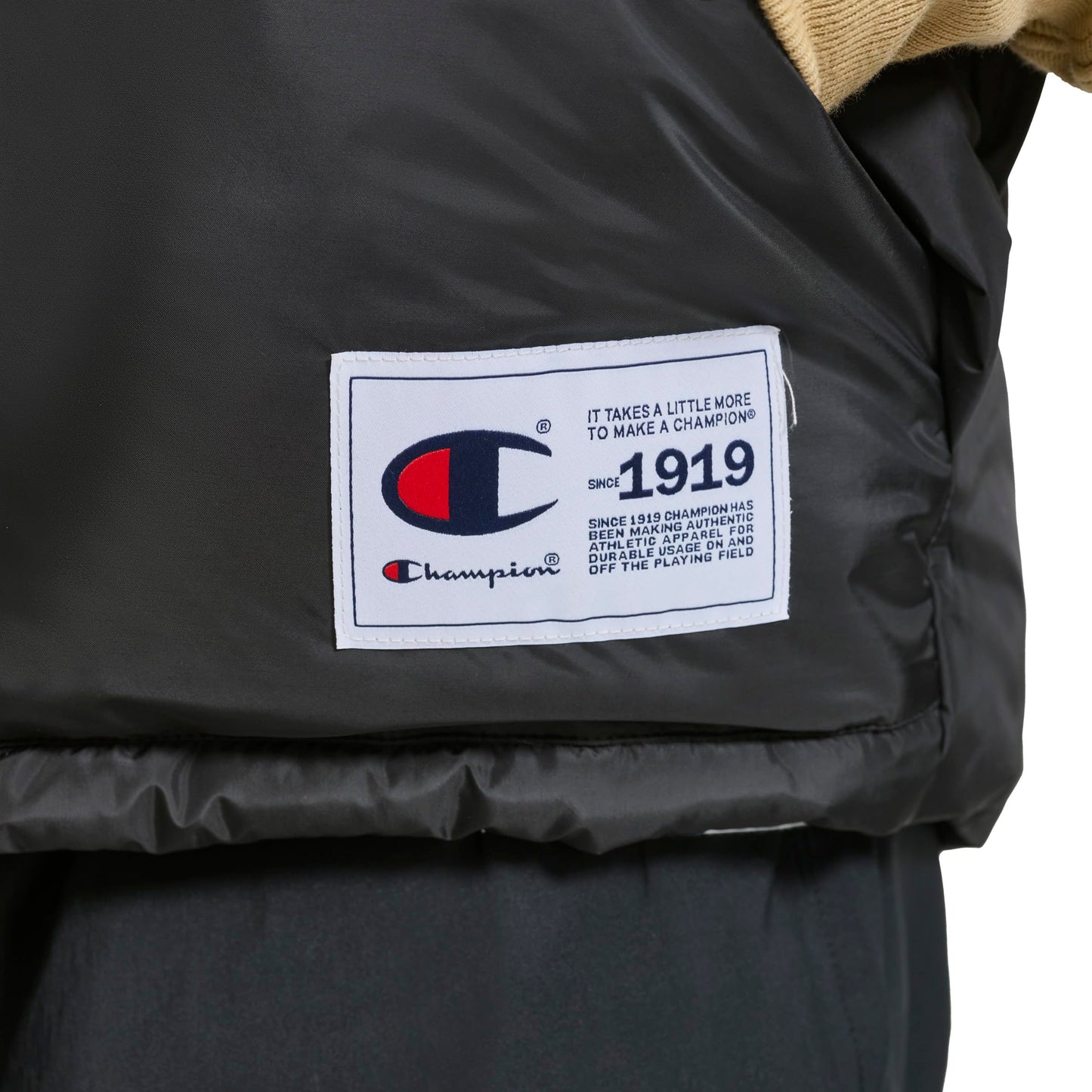 Champion Men's Puffer Vest with Logo, Black