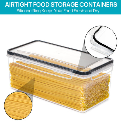 Vtopmart Airtight Food Storage Containers with Lids 4PCS Set 3.2L, Plastic Spaghetti Canisters for Pasta organizer, BPA Free Air Tight Kitchen Pantry Organization