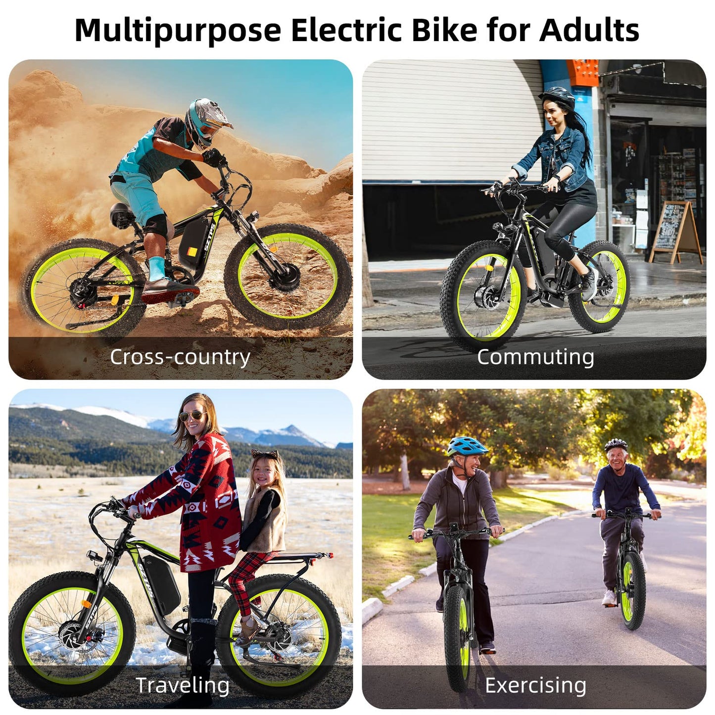 1500W Electric Bike for Adults, 26" Fat Tire Electric Mountain Bicycle, 48V 22.4Ah Removable Li-Ion Battery, Max 30.5Mph E-Bike Snow Beach,Electric Bicycle with 7 Speed Suspension Fork