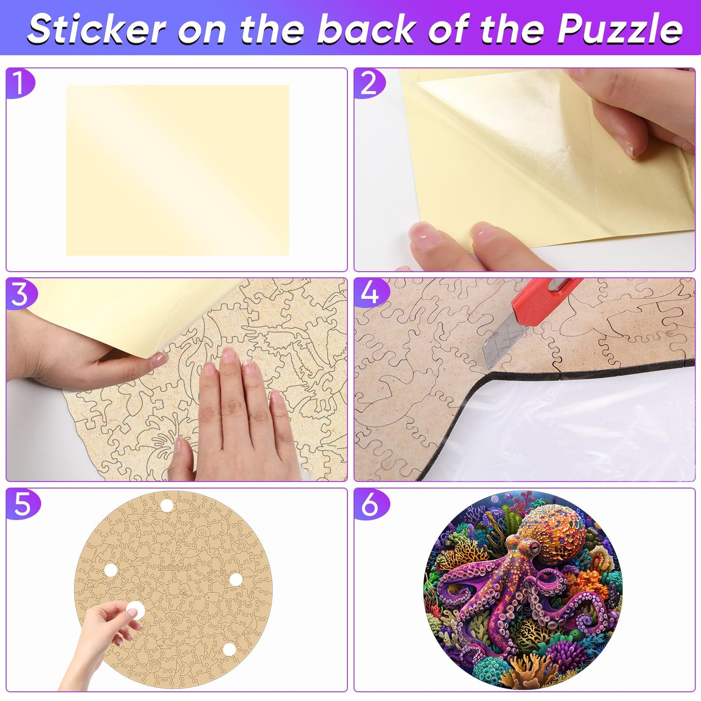 Ruikiyart Wooden Puzzles for Adults Octopus Wooden Jigsaw Puzzles 200pcs Unique Shapes Family Game Fabulous Gift for Kids and Adults on Birthday,Thanksgiving,Christmas 11.2 x 11.2 Inches