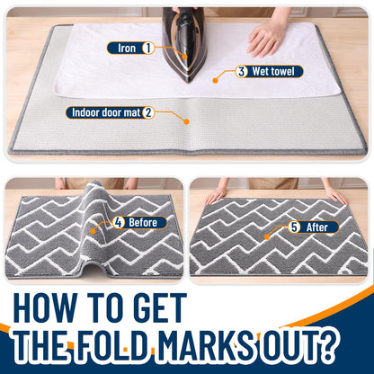 OLANLY Front Door Mat, Non-Slip Rubber Backing, Dirt Resistant and Absorbent, Washable, Easy to Clean Low-Profile Indoor Doormat for Back Door, Entryway, Inside Entrance, 32x20, Grey