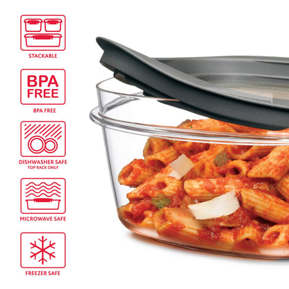Rubbermaid 28-Piece Clear/Grey Food Storage Containers, Premium Snap Bases, and Various Size Lids, Perfect for Meal Prep, Leftovers, and Dishwasher Safe