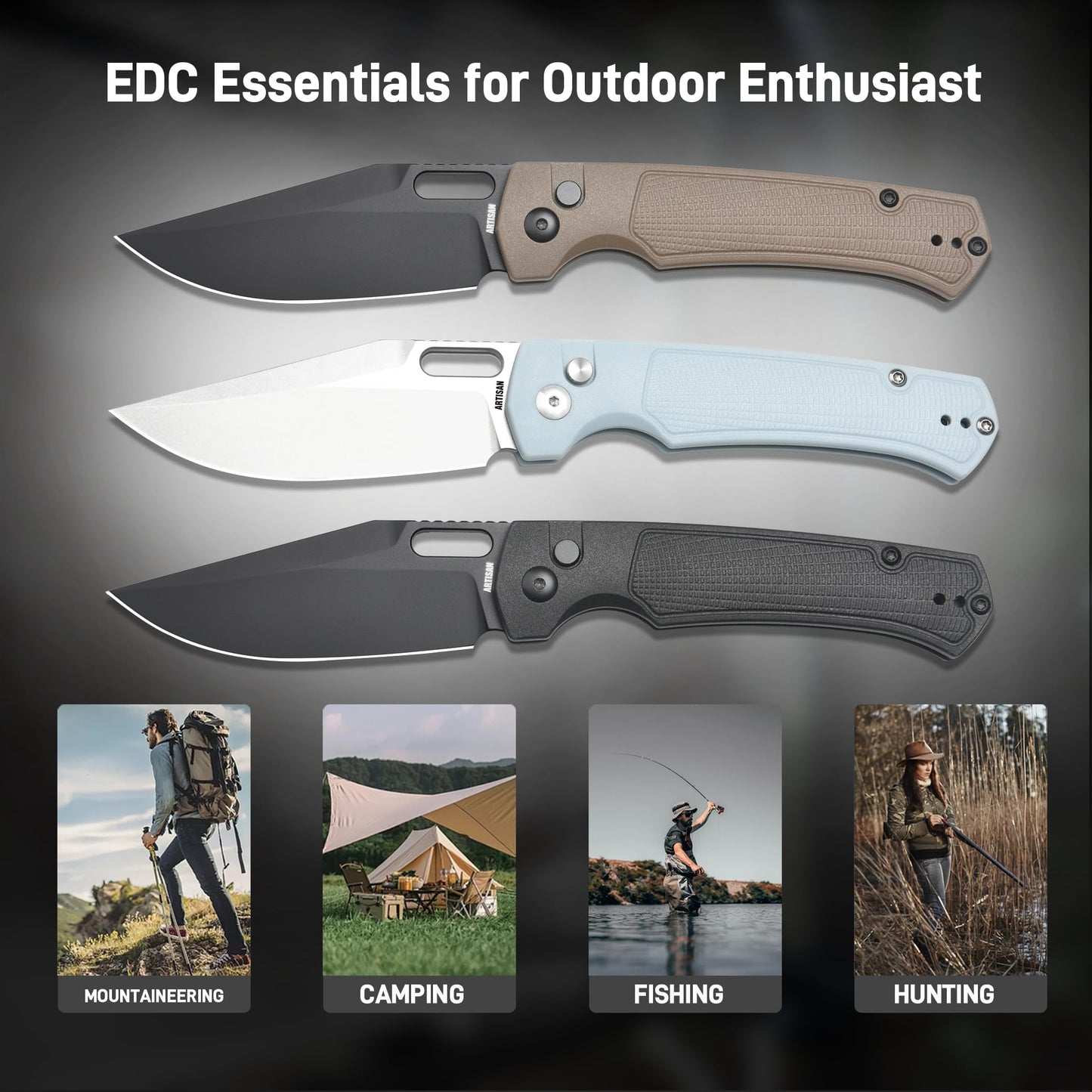 ARTISANCUTLERY REVEL Pocket Knife for Men, 3.54'' AR-RPM9 Steel Blade Folding Knife with Pocket Clip for Men Women Camping Hiking(1867P Brown)