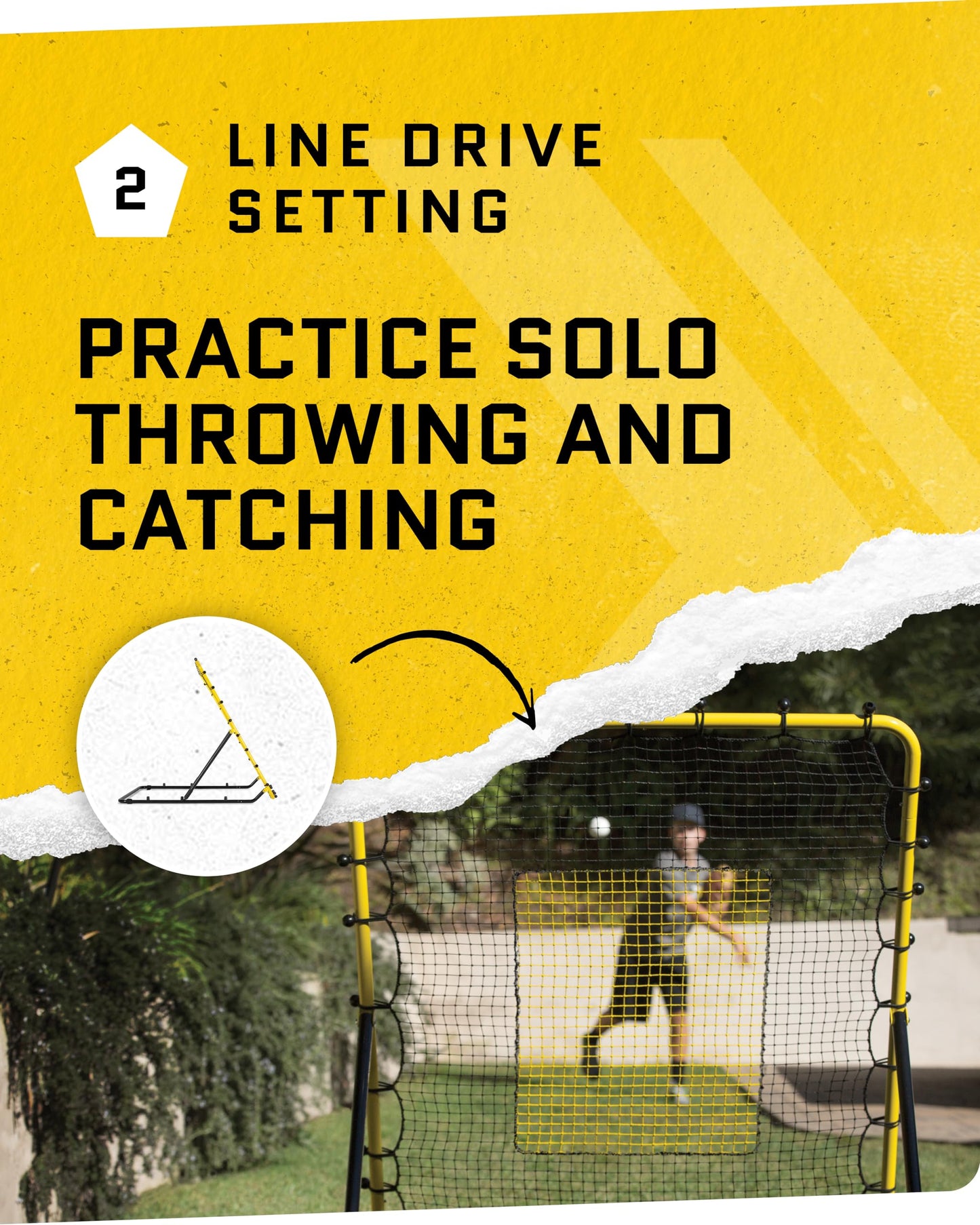 SKLZ Fielding Trainer - Baseball & Softball Pitch-Back Rebound Net - Ground, Line Drive & Fly Ball Return Settings - 4 x 4.5-Foot Steel Frame, UV & Weather Resistant Bungee Net, Easy-Fold Design