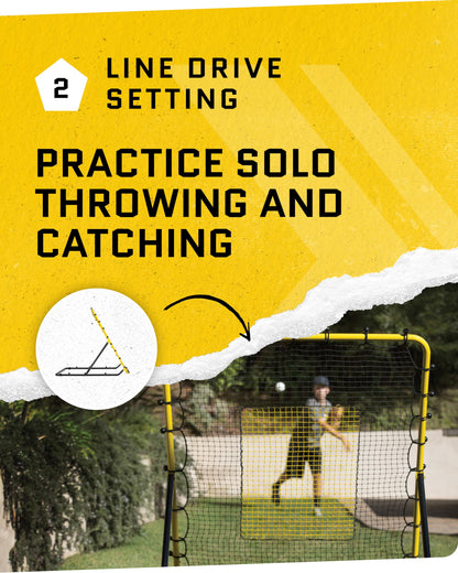 SKLZ Fielding Trainer - Baseball & Softball Pitch-Back Rebound Net - Ground, Line Drive & Fly Ball Return Settings - 4 x 4.5-Foot Steel Frame, UV & Weather Resistant Bungee Net, Easy-Fold Design