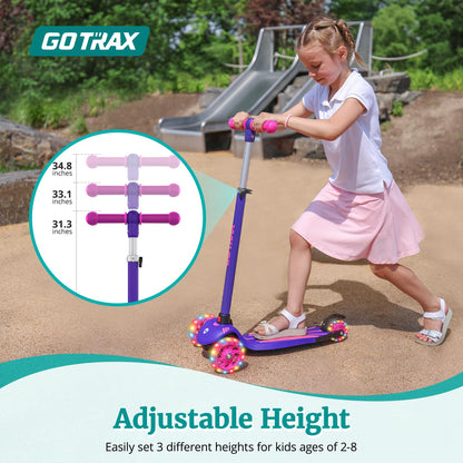 Gotrax KS1 Kids Kick Scooter, LED Lighted Wheels and 3 Adjustable Height Handlebars, Lean-to-Steer & Widen Anti-Slip Deck, 3 Wheel Scooter for Boys & Girls Ages 2-8 and up to 100 Lbs