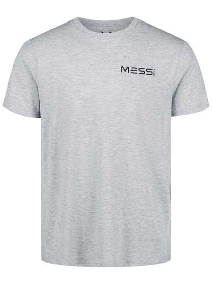 MESSI Men's Lifestyle Short Sleeve T-Shirt, Standard Fit Graphic Tee, Cotton Jersey Knit, Heather Grey