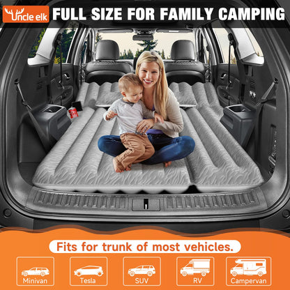 Uncle elk SUV Air Mattress: Inflatable Car Air Mattress for Camping, Flocking Car Bed with Air Pump & 2 Pillows, Portable Sleeping Pad Mattress for Home Car Travel Camping Grey