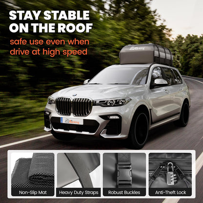 Asinking Car Rooftop Cargo Carrier Bag - 100% Waterproof Heavy Duty Car Roof Luggage Carrier 21 Cubic Feet, Fits All Vehicles with/Without Roof Rack - Easy Install & Triply Reinforced for Secure Use