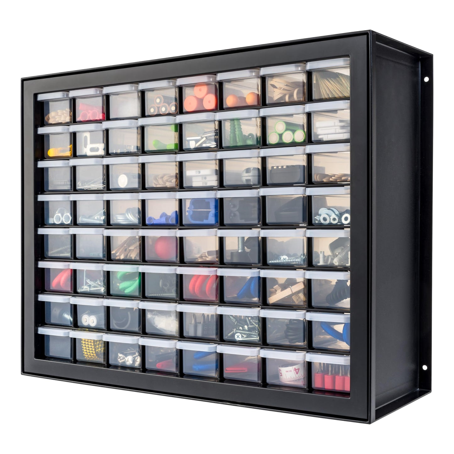 IRIS USA Bead Organizer Storage Bin Drawer Cabinet, 64-Drawer Plastic Organization Chest for Screws Bolts Nails Hardware Small Parts Electronics Charm Tools Scrapbook Art Craft Hobby Supplies - Black