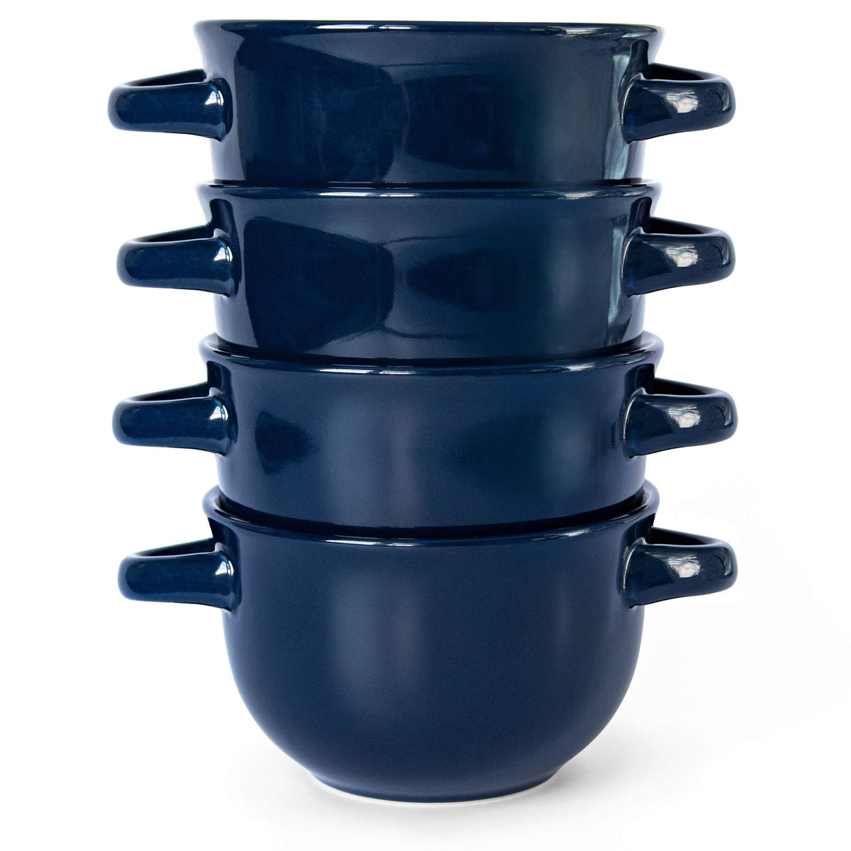 KooK French Onion Soup Bowls, Crocks, Oven Safe Bowls, Soup Mugs, Ceramic Bowls, Dishwasher, Microwave, Set of 4, 18 oz (Blue)