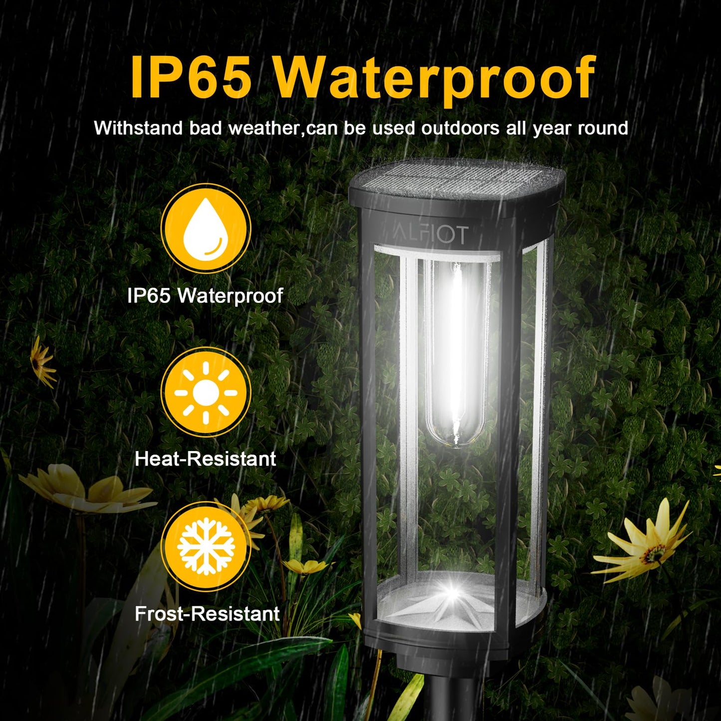 ALFIOT Solar Pathway Lights Waterproof 8 Pack Upgraded Walkway Landscape Outdoor Driveway Auto On/Off Lights for Yard Lawn Patio (Cool White)