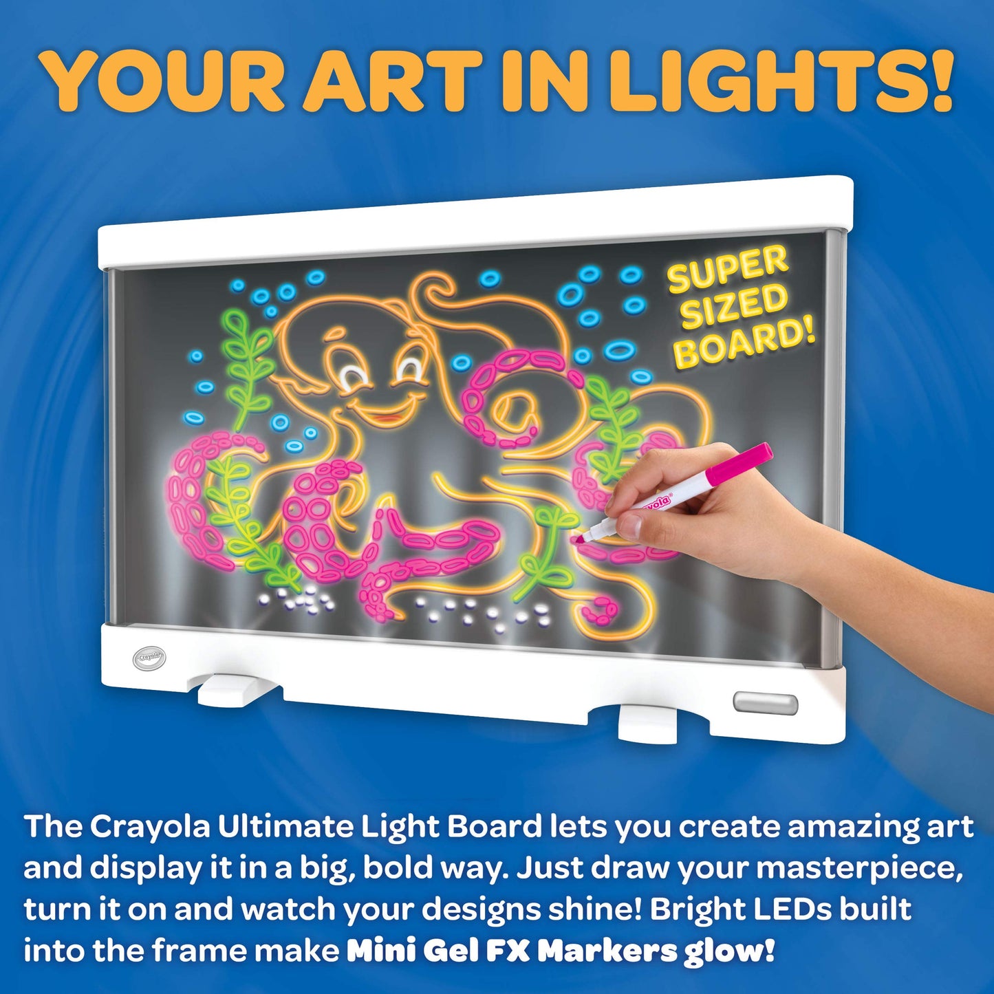 Crayola Ultimate Light Board - White, Kids Drawing Tablet, LED Drawing Board for Kids, Holiday Gift for Boys & Girls, Toys for Kids, 6+