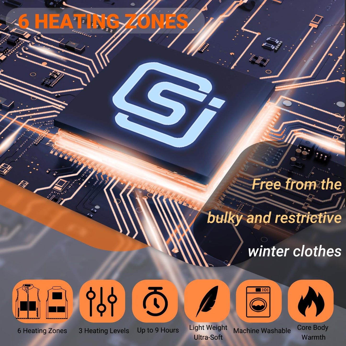 SOLJIKYE Heated Vest for Men and Women (Battery Pack Included), Fleece Heated Jackets for Men and Women Black, L