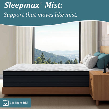 Sleepmax Queen Mattress 14 Inch - Deep Sleep Hybrid Mattress Pain Relief - Bed in a Box Extra Lumbar & Hip Support - Fiberglass-Free, CertiPUR-US Certified, 365-Night Trial