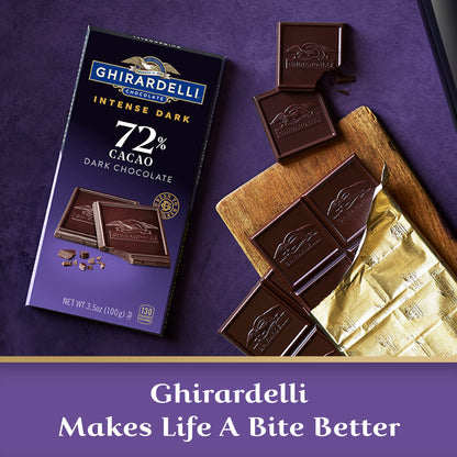 GHIRARDELLI Intense Dark Chocolate Bar, 72% Cacao, 3.5 Oz Bar (Pack of 12)