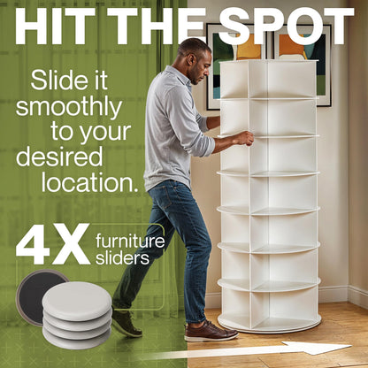 LOFT + IVY 7 Tier Rotating Shoe Rack Tower – 360° Spinning Storage Organizer, Modern Round Shoe Carousel for Closet, Entryway, Bedroom – Space Saving Rotating Lazy Susan Storage Tower