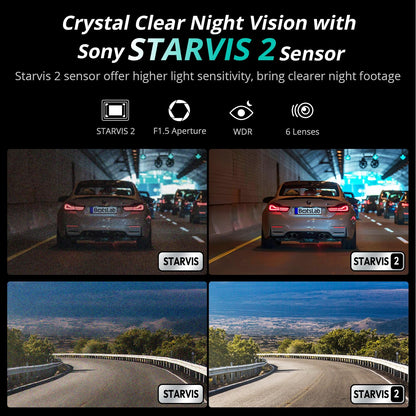 BOTSLAB 4K Dash Cam Front and Rear, STARVIS 2 Sensor, Voice Control, 64GB Card Included, 5GHz WiFi Dashcam Front and Rear Camera, Built in GPS, WDR Night Vision, 170°Wide Angle, 24H Parking Mode