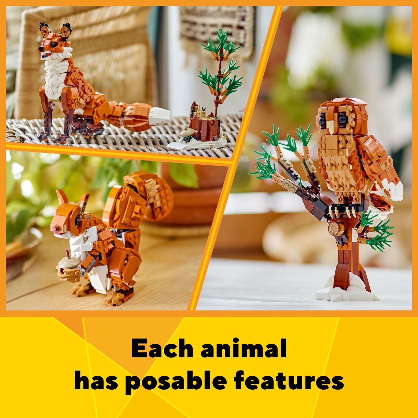 LEGO Creator 3 in 1 Forest Animals Red Fox Toys - Building Toys for Kids, Boys & Girls, Ages 9+ - Animal Figurine W/ 3 Building Options into Fox, Owl, or Squirrel - 31154