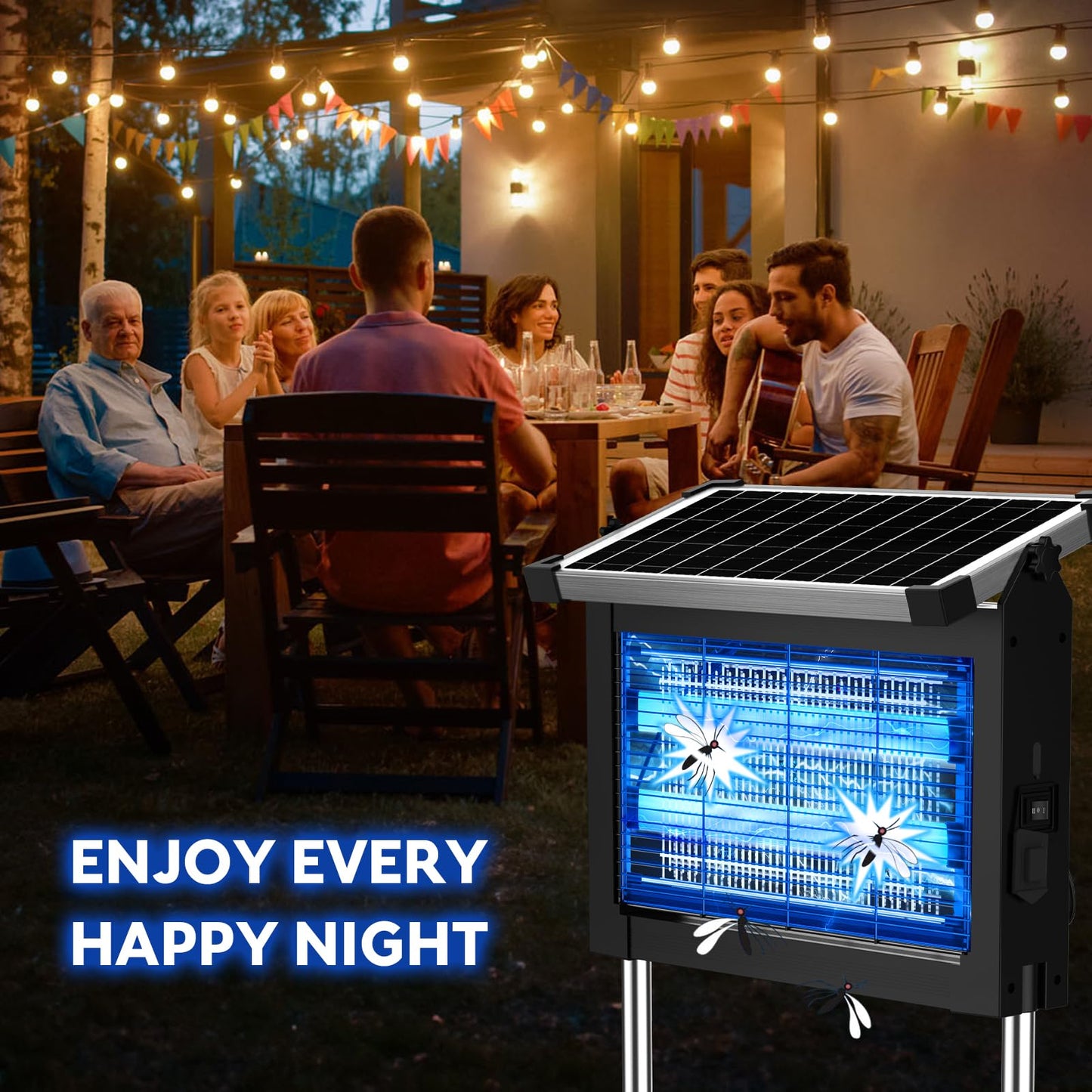 Solar Bug Zapper Outdoor, PhatroyYee Mosquito Zapper 4500V, Waterproof Portable Fly Zapper, Rechargeable Electric Mosquito Killer, Cordless Fly Insect Mosquitos Trap for Patio Yard Home Garden Camping