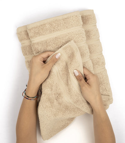 American Soft Linen Luxury 6 Piece Towel Set, 2 Bath Towels 2 Hand Towels 2 Washcloths, 100% Cotton Turkish Towels for Bathroom, Beige Towel Sets