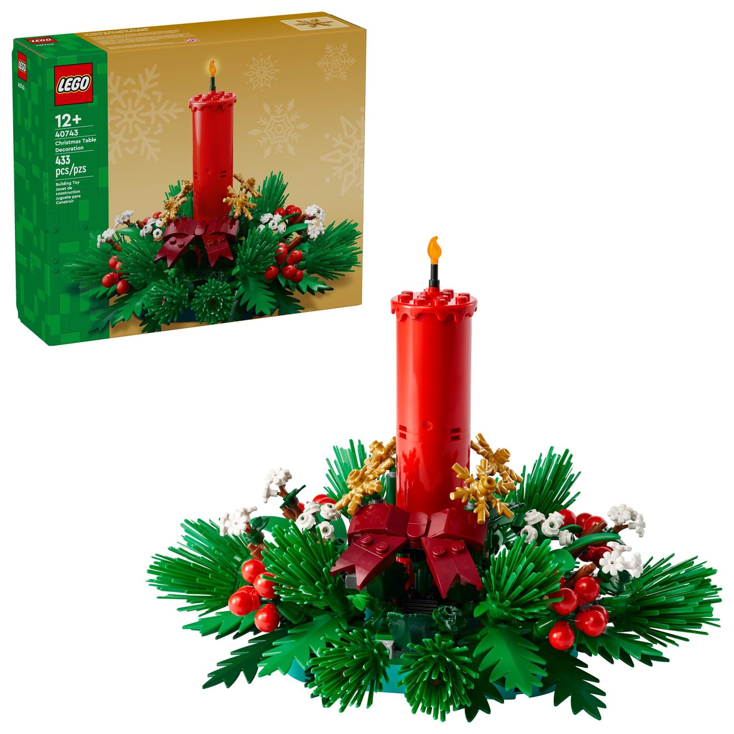 LEGO Christmas Table Decoration Building Toy for Kids - Brick-Built Holiday Centerpiece & Festive Room Decor - Christmas Craft for Girls & Boys, Ages 12+ - Gift Idea for Families - 40743
