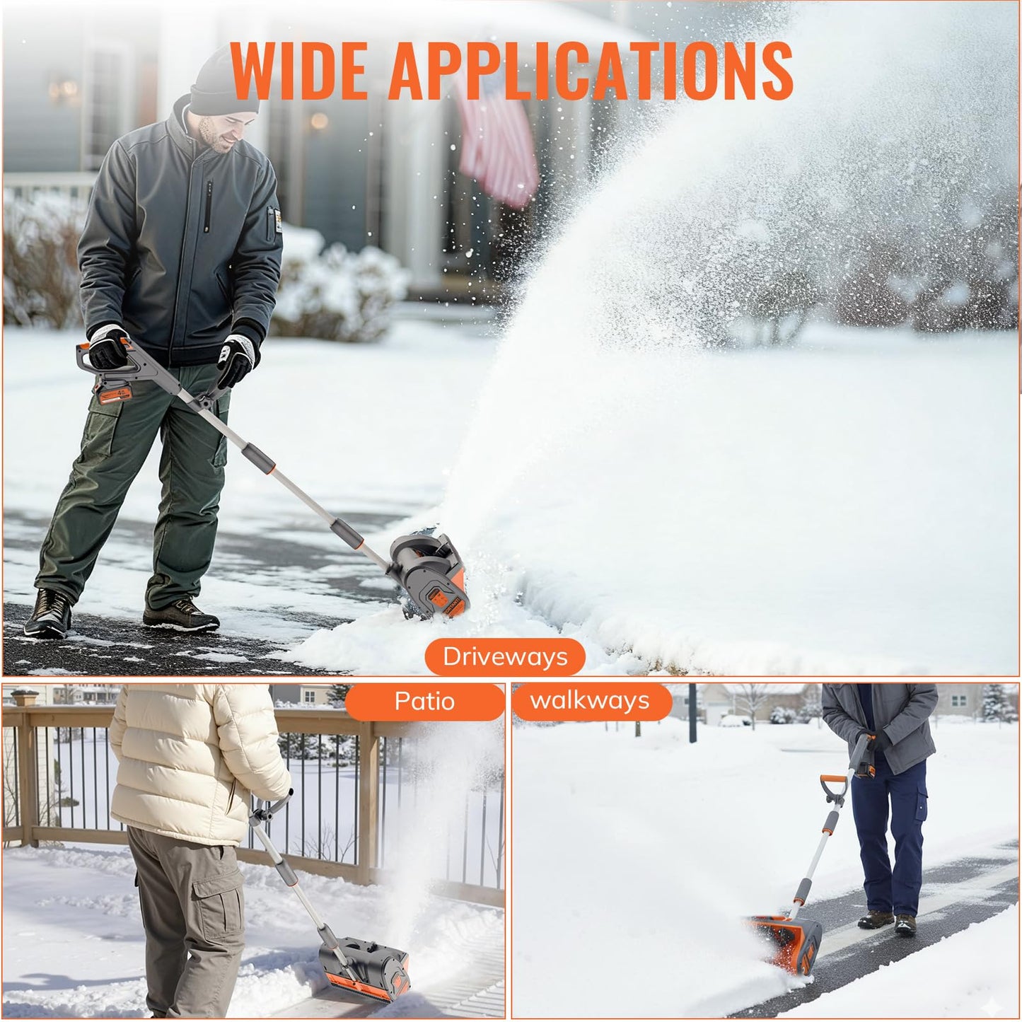 Keenstone 12" Cordless Electric Snow Shovel, Handles 8" Deep Snow, 21V 4.0Ah Battery & Charger, Brushless Motor, Clears 300 lbs/Min, 10 ft Throw, 8 lb Lightweight Snow Blower for Seniors & Homeowners