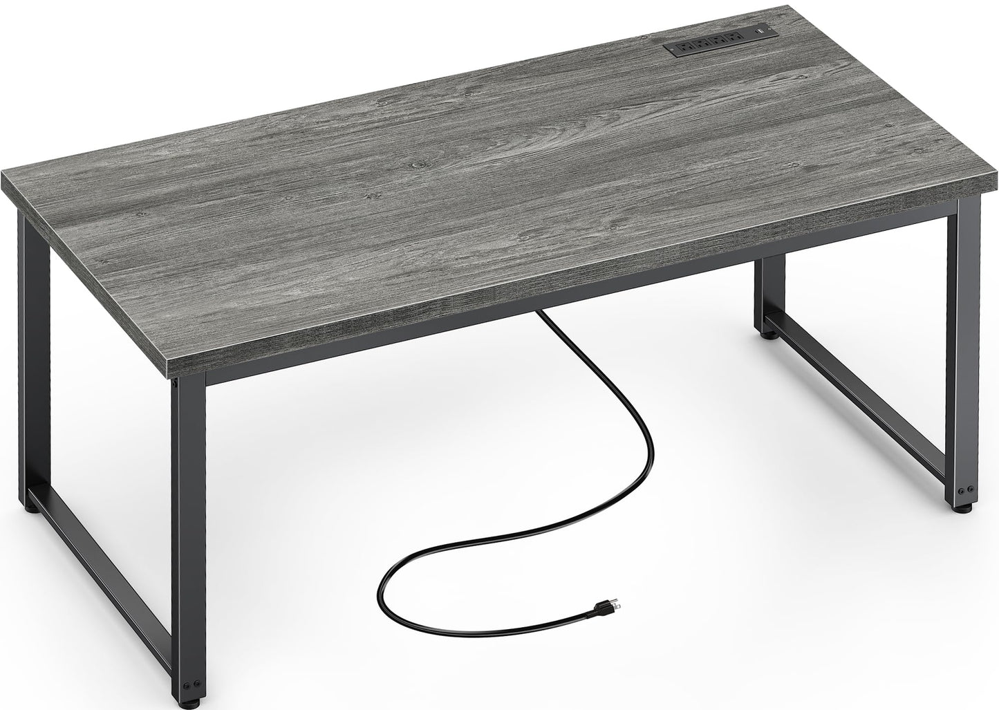 Huuger 55 x 24 inch Desk with Power Outlets & USB-C, Deeper & Thicker Desktop, Robust Metal Tubes, Computer Desk, Heavy Duty Office Desk, Work Gaming Desk for Home Office, Grey