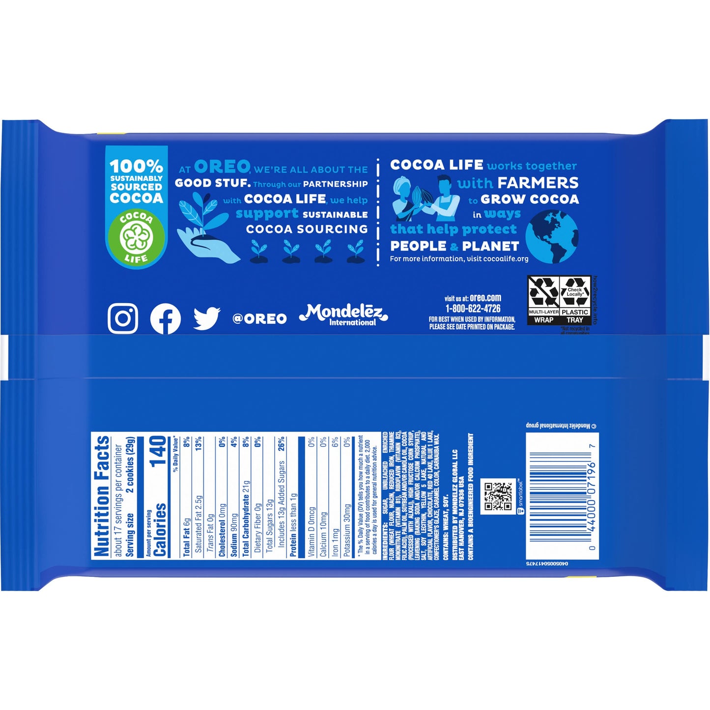 OREO Toffee Crunch Creme with Sugar Crystals Chocolate Sandwich Cookies, Family Size, 17 oz