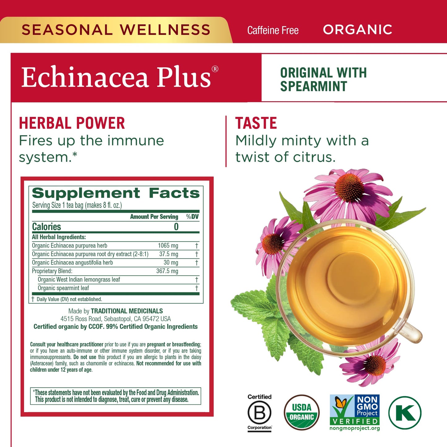 Traditional Medicinals Tea, Organic Seasonal Care Variety Pack, Throat Coat, Echinacea, Breathe Easy with Eucalyptus to Support Respiratory Health, 96 Tea Bags, (6 Pack)