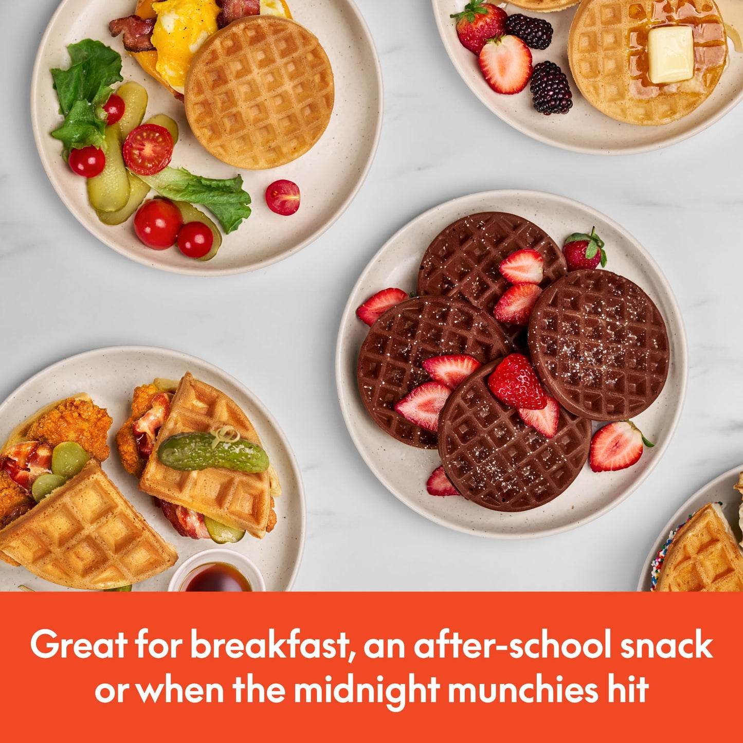 bella Snack-n-Store Mini Waffle Maker, EverGood™ Ceramic Nonstick Coating, Cord Wrap, Ready Indicator Light & Cool Touch Handles, Stackable Design & Customizable Plates, 400 Watt, Blossom