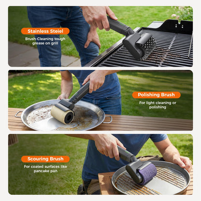 Leebein Electric Grill Brush for Outdoor, 2026 TikTok BBQ Grill Cleaner with 3 Heads, 3-Speed & Angle Adjust Cordless Rotary Grill Brush, 150Mins Runtime Grill Cleaning Brush for Barbecue Grates