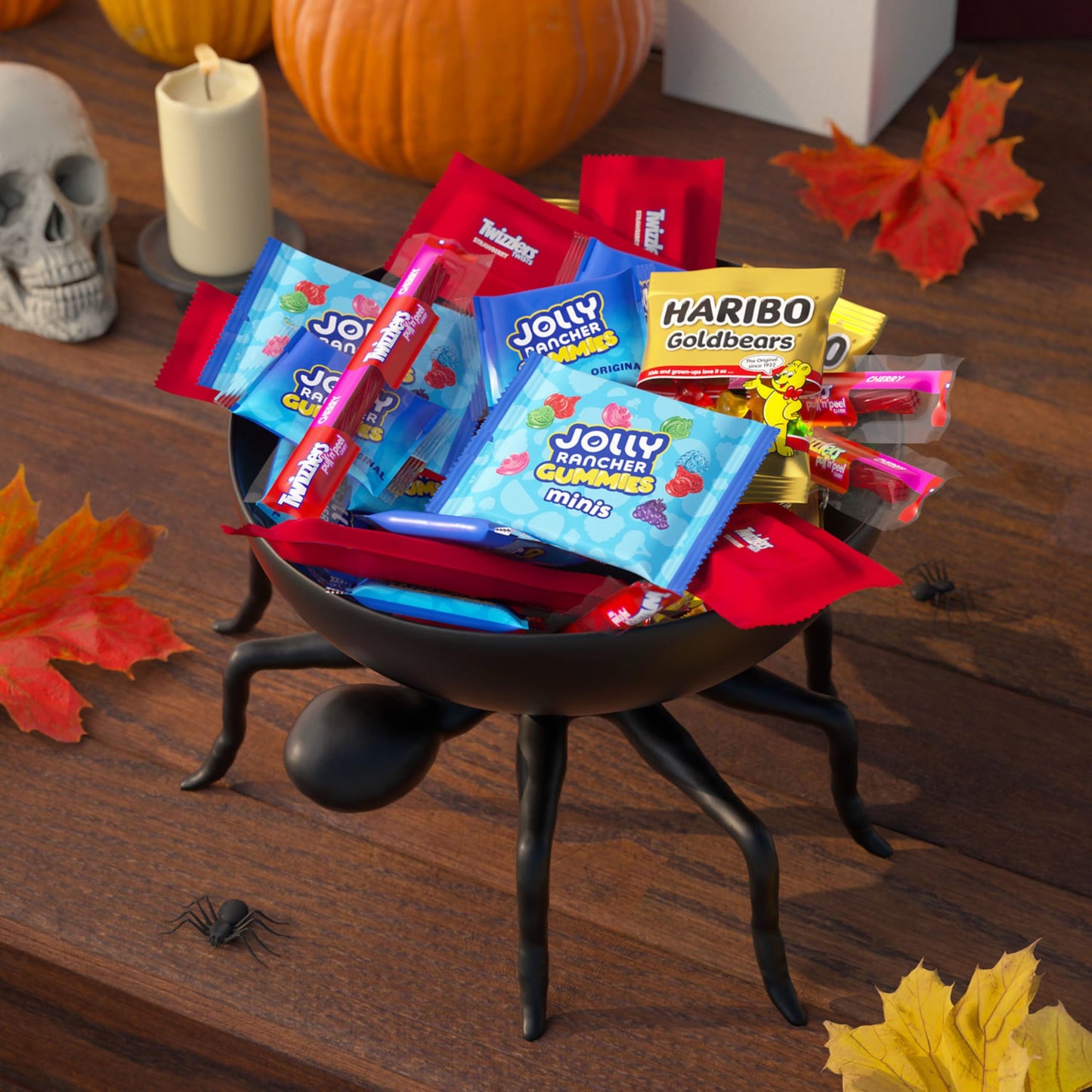 HARIBO, JOLLY RANCHER and TWIZZLERS Assorted Fruit Flavored, Halloween Candy Bulk Bag, 60.1 oz (165 Pieces)