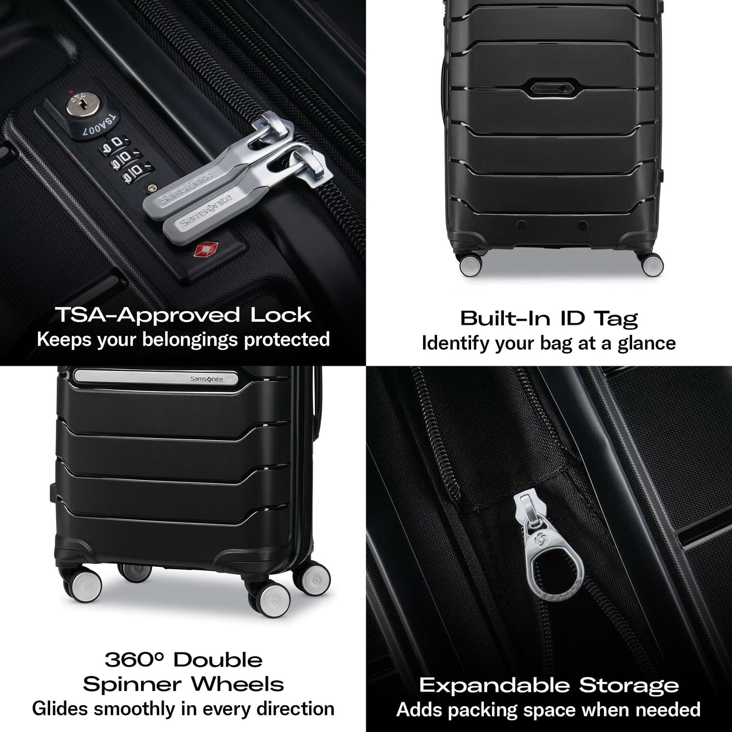 Samsonite Freeform 2-Piece Luggage Set - Carry-On & Large Checked Luggage with Dual Spinner Wheels - Durable Polypropylene Hardshell - TSA Lock, Airline-Approved - Expandable Hard Shell - Sky Blue