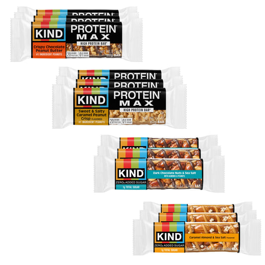 KIND Protein MAX and ZEROg Added Sugar Bundle Pack, High Protein Bars, Keto Snacks, (6) Protein MAX (6) Zero Added Sugar Bars, 4 Flavors, 12 Count Pack