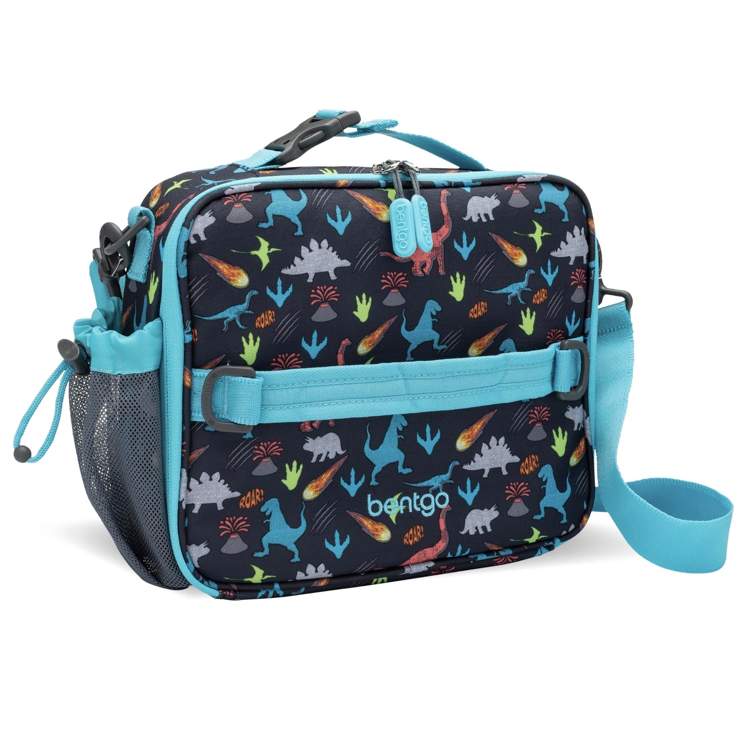 Bentgo Kids Lunch Bag - Double-Insulated, Reusable Lunch Bag for Kids 3+ with Adjustable Strap; Holds Lunch Box/Water Bottle/Snacks; Easy-Clean, Water-Resistant & Pockets (Dinosaur)