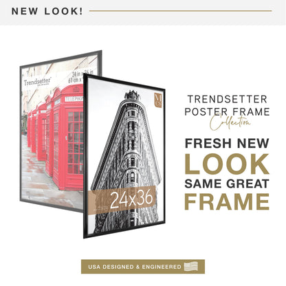 MCS Trendsetter 24x36 Poster Frame Black High-Gloss, Vertical & Horizontal Wall Hanging Large Picture Frame for Photos, Posters & Art Prints (2-Pack)