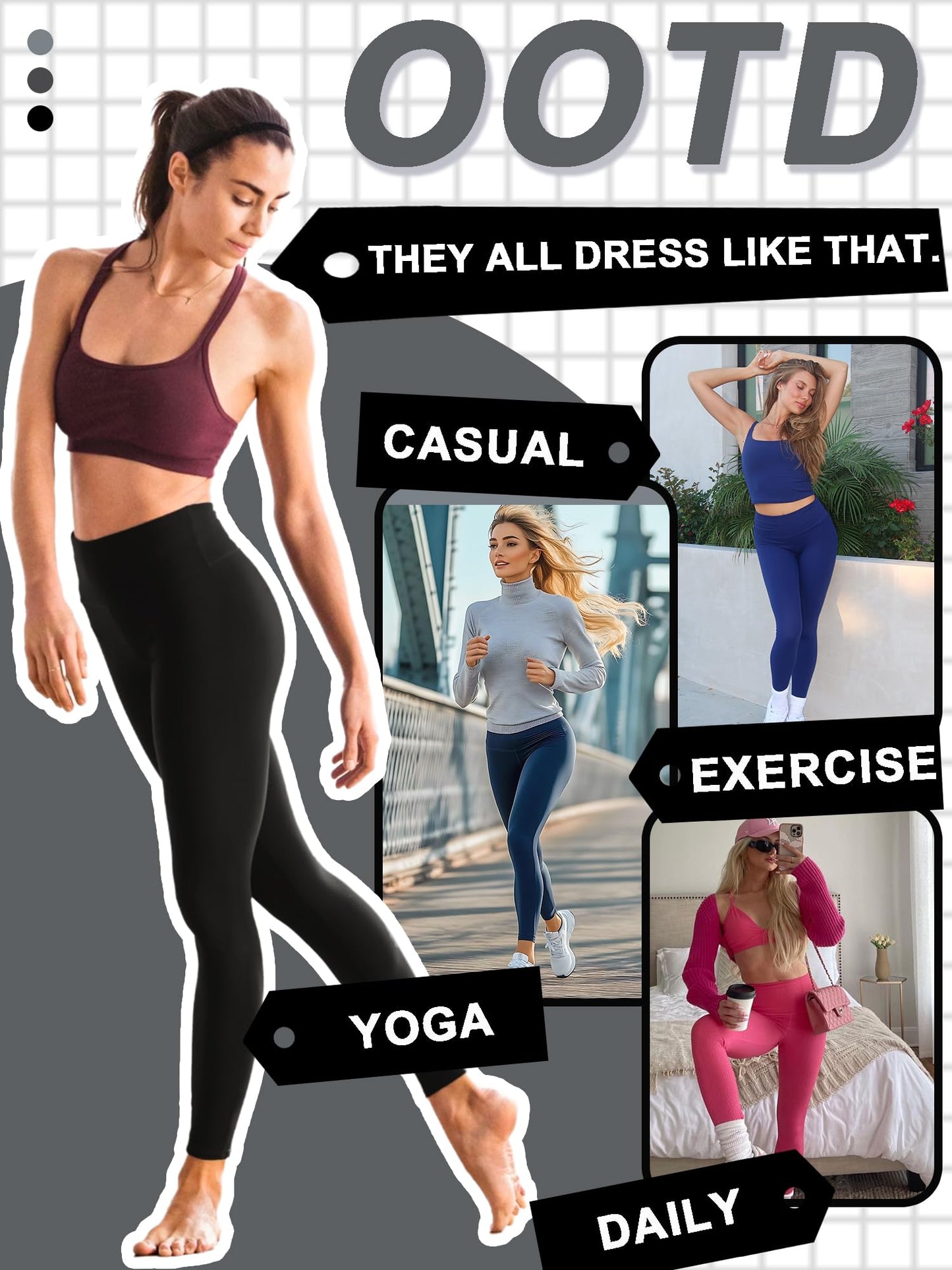 FULLSOFT Buttery Soft Black Leggings for Women - High Waisted Tummy Control No See Through Workout Clothes for Women Yoga Cycling Spandex Tights Butt Lifting Pants Fitness Clothing(Black,S-M)