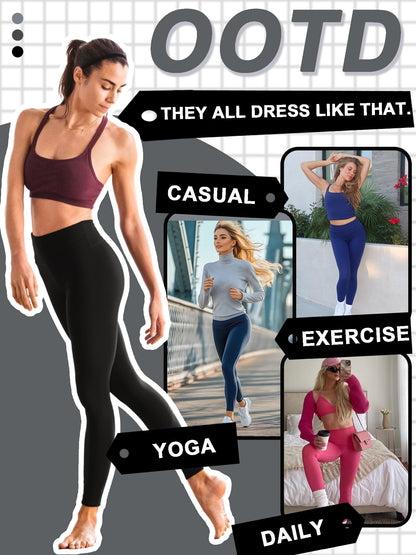 FULLSOFT Buttery Soft Black Leggings for Women - High Waisted Tummy Control No See Through Workout Clothes for Women Yoga Cycling Spandex Tights Butt Lifting Pants Fitness Clothing(Black,S-M)