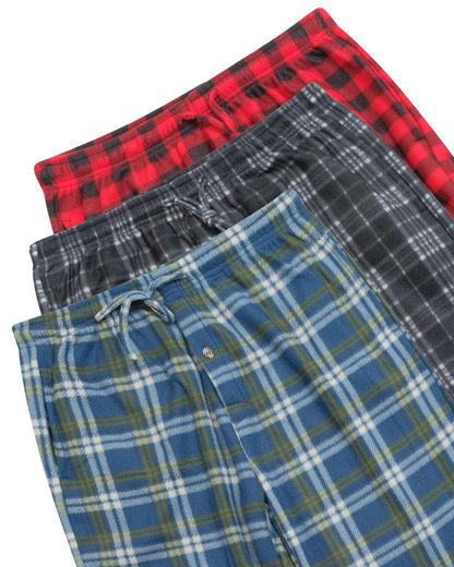 Real Essentials 3 Pack: Boys' Fleece Pajama Pants Soft PJ Bottoms for Kids Youth Teens Sleepwear,Set 8-L (12/14)