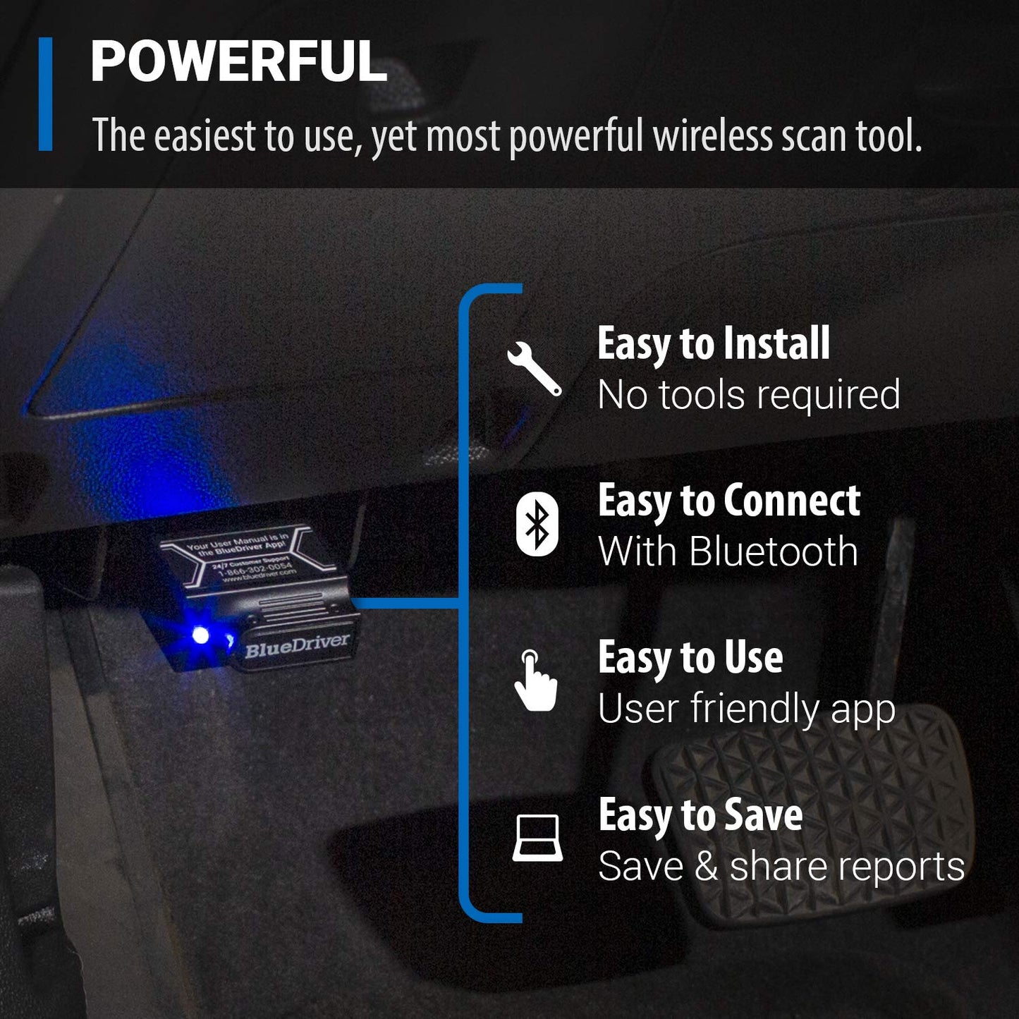 BlueDriver Bluetooth Pro OBD2 Car Scan Tool and Code Reader - Check Engine Light Vehicle Scanner for iPhone & Android