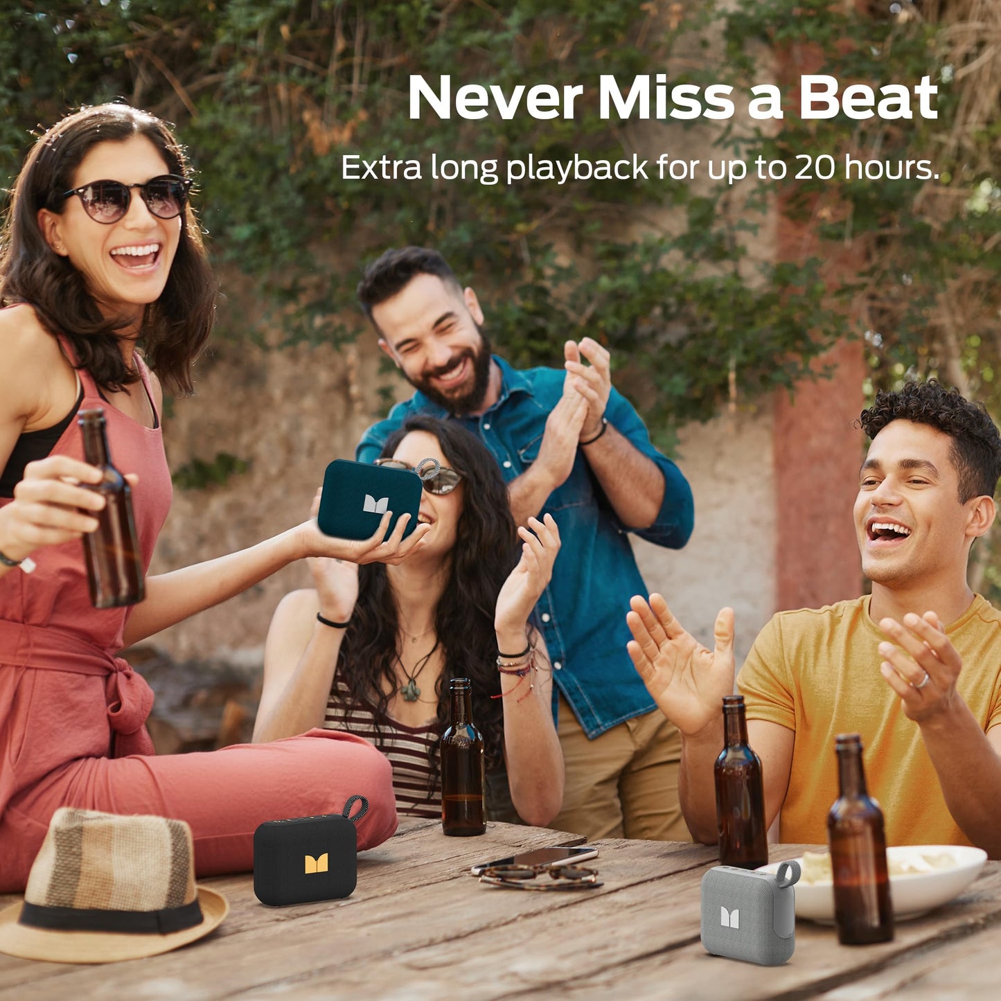 Monster Cube 1 Portable Bluetooth Speaker, IPX7 Waterproof, Bluetooth 6.0, 20H Playtime, Powerful Stereo Sound, Speaker for Home, Outdoors and Travel, Grey