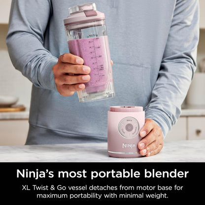 Ninja Blast Max, Portable Blender + Twist & Go, Personal Blender, Ninja Blender, Smoothie, Blend, Ice Crush, 3 Programs, Cordless, 22 oz removable Vessel, Dishwasher Safe, Leakproof, Pink, BC251PK