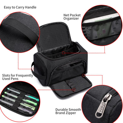 XQXA Large Capacity Pencil Case Organizer, Multifunctional Extra Big Pencil Pouch with Compartmens, Travel Simple Stationery Pen Bag, Fabric Pencil Bag for Men Women Girl Boy (Black)