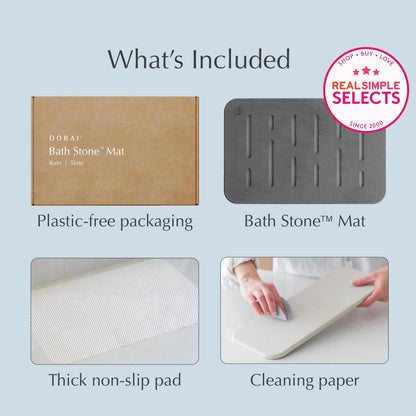 Dorai Home Bath Stone – Luxury Stone Bath Mat – Instantly Removes Water – Non-Slip Surface – Modern and Stylish Design – Rubberized Bottom Pad – Rain Slate