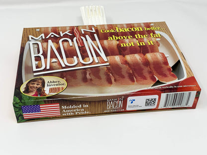 The Original Makin Bacon Microwave Bacon Dish - Makes Crispy Bacon in Minutes - Simple, Quick, and Easy to Use - Reduces Fat Content for a Healthier Meal - Molded in The USA