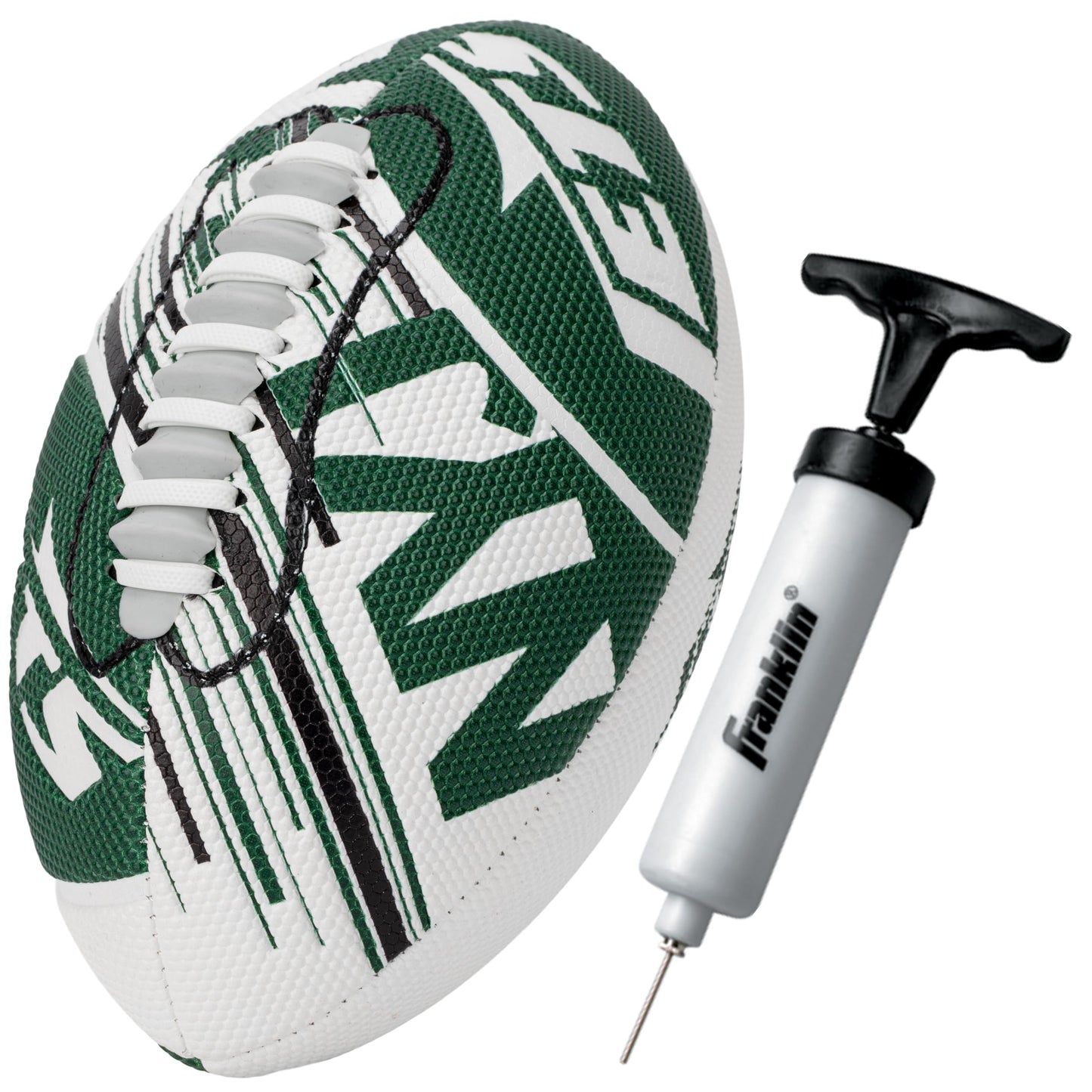 Franklin Sports NFL New York Jets Football - Youth Mini Football - 8.5" Junior Size Ball - SPACELACE Easy Grip Texture- Perfect for Kids