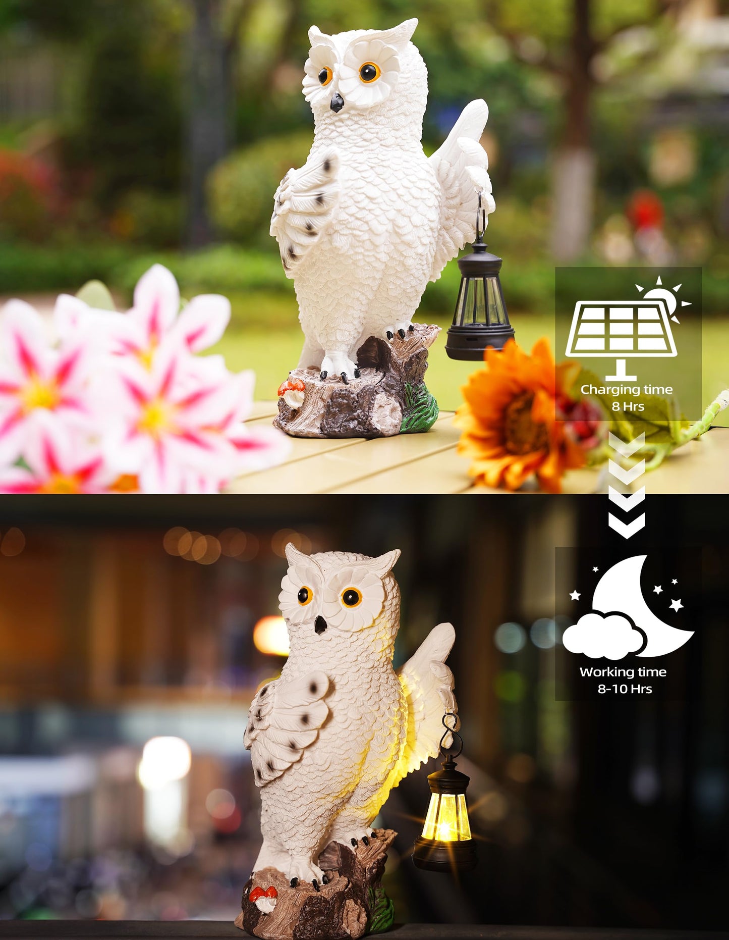 Plaitaoai Owl Solar Garden Statues Outdoor Decor-Outdoor Statues for Garden,Patio, Balcony, Yard Ornament-Birthdays Gifts for Women,Mom,Grandma,Wife,Sister