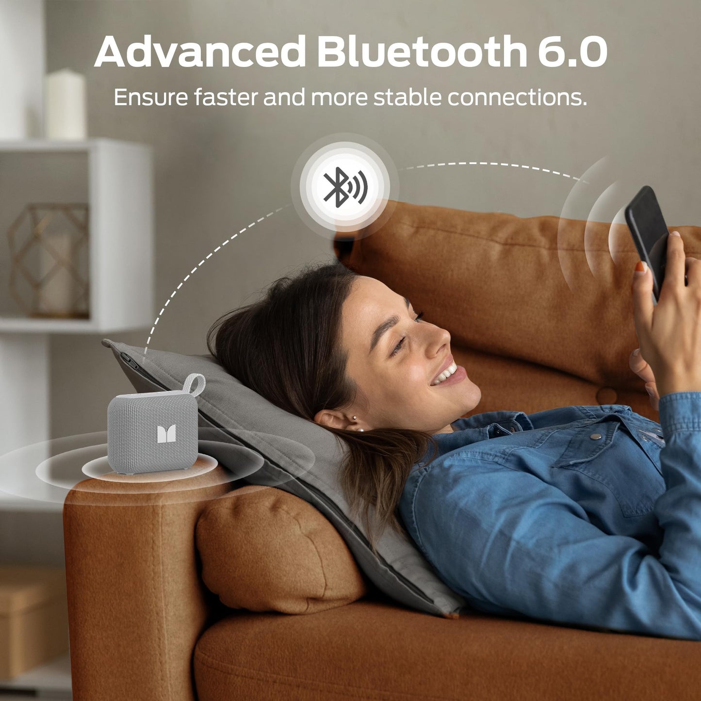 Monster Cube 1 Portable Bluetooth Speaker, IPX7 Waterproof, Bluetooth 6.0, 20H Playtime, Powerful Stereo Sound, Speaker for Home, Outdoors and Travel, Grey