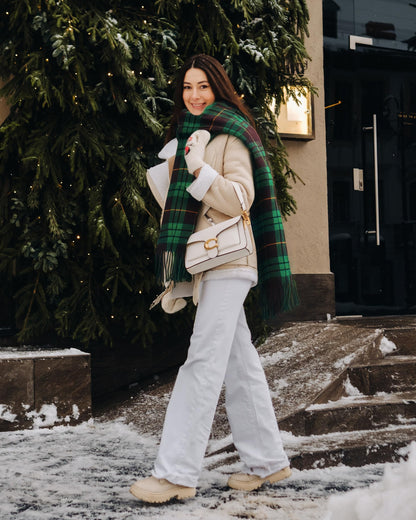 DOFOWORK Scarf for Women - Scarves for Women Winter Warm, Plaid Long Shawl Winter Scarf for Cold Weather, Soft Tassel Wrap Blanket, Green, 78.7"x24.8"